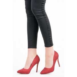 Ideal Shoes Glitzerpumps an einer Nadel rot 5