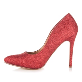 Ideal Shoes Glitzerpumps an einer Nadel rot 2