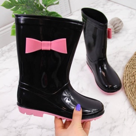Schwarze American Club Mädchengaloschen mit Schleife 1
