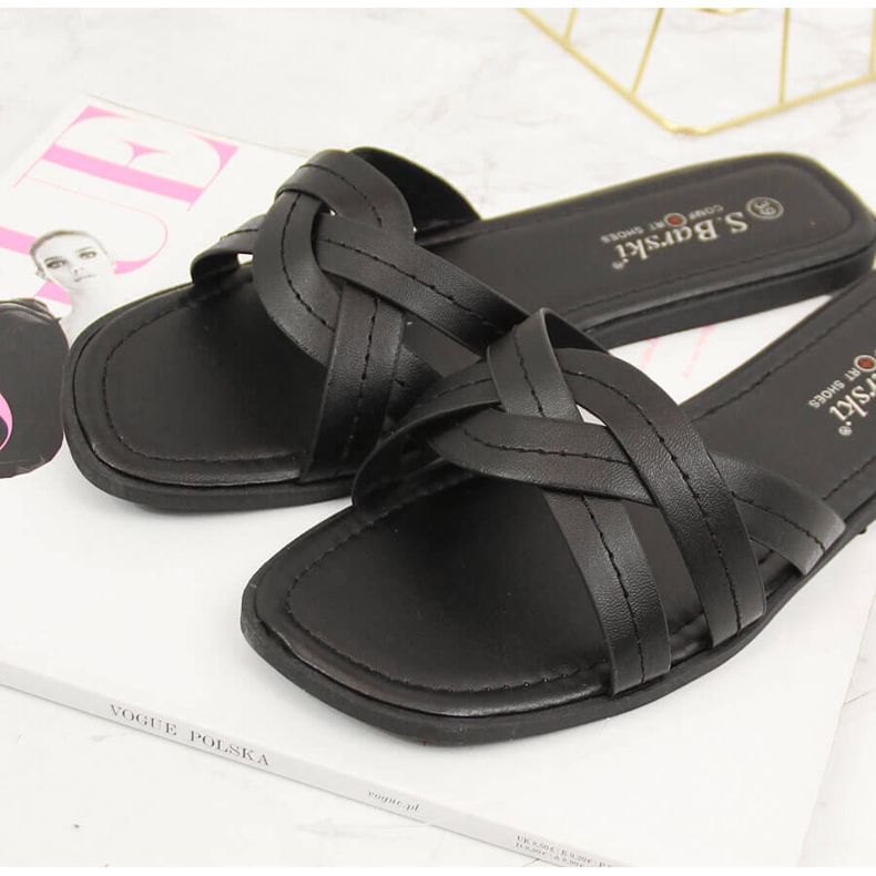 S.Barski Flache schwarze Damenhausschuhe S. Barski 2