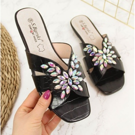 S.Barski Schwarze Damenhausschuhe mit Steinen von S. Barski 2