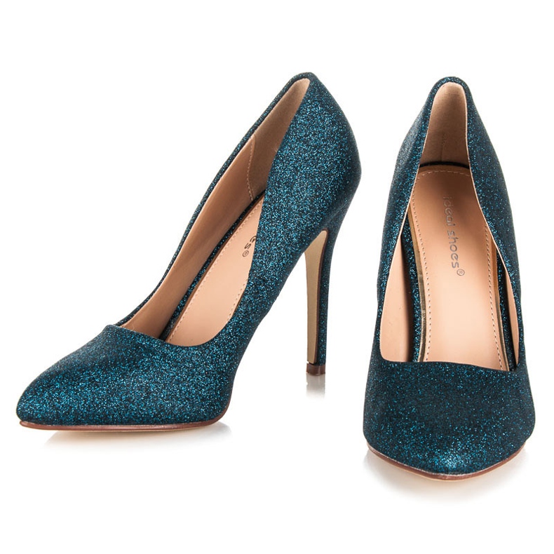Ideal Shoes Glitzerpumps an einer Nadel blau 1