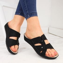 Schwarze Keilpantoffeln für Damen Vinceza 1