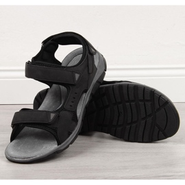 Schwarze Sportsandalen von American Club für Herren mit Klettverschluss 1