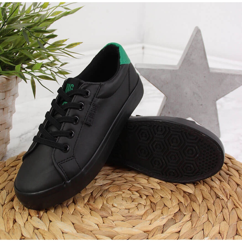 Kinderturnschuhe niedrig Öko-Leder schwarz Big Star DD374147 2