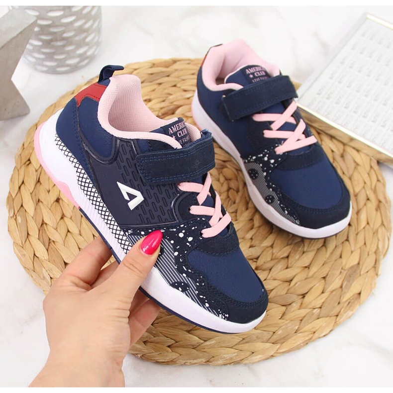Sportschuhe für Mädchen mit Klettverschluss Marineblau American Club 1