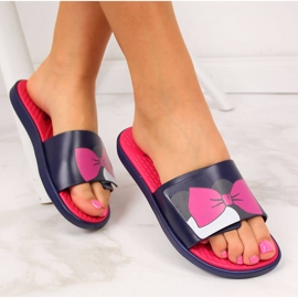 Atletico Marineblaue Damen-Strandhausschuhe mit Klettverschluss 1