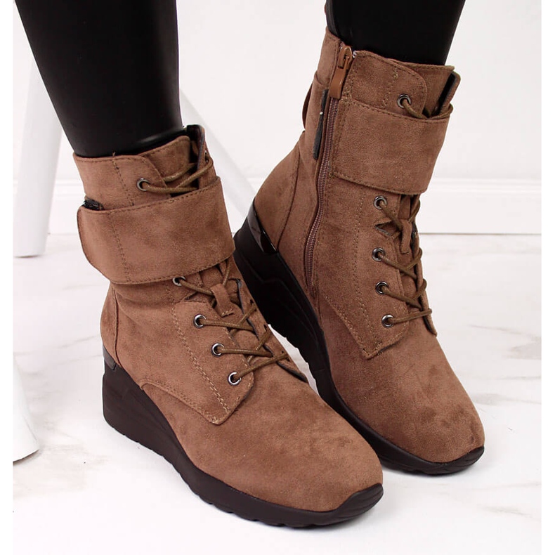 Braun Braune Keilstiefel für Damen Jezzi 2