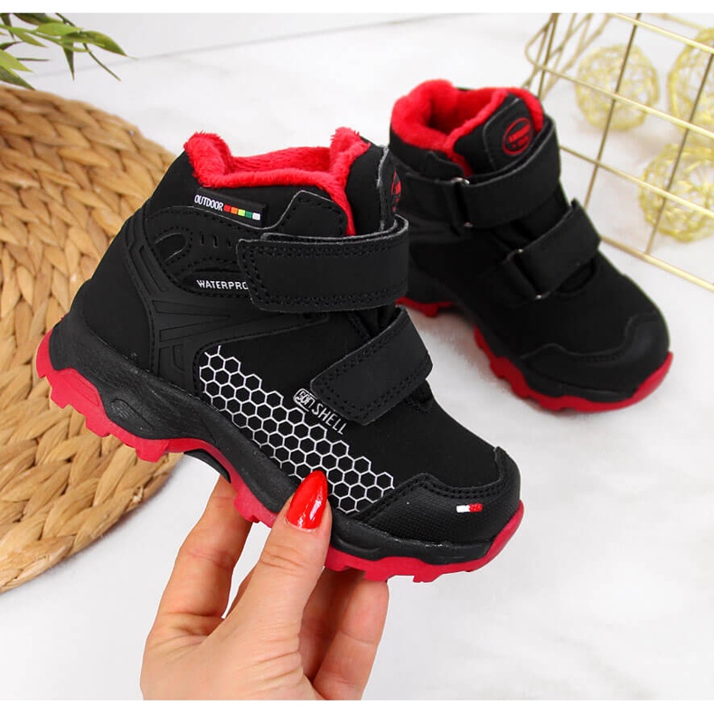 Schwarze, wasserdichte Schneestiefel für Jungen mit Klettverschluss von American Club 1