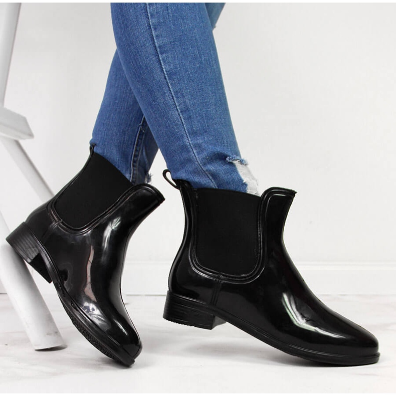 Damen-Galoschen schwarz lackierte Jodhpur-Stiefel T.Sokolski 1