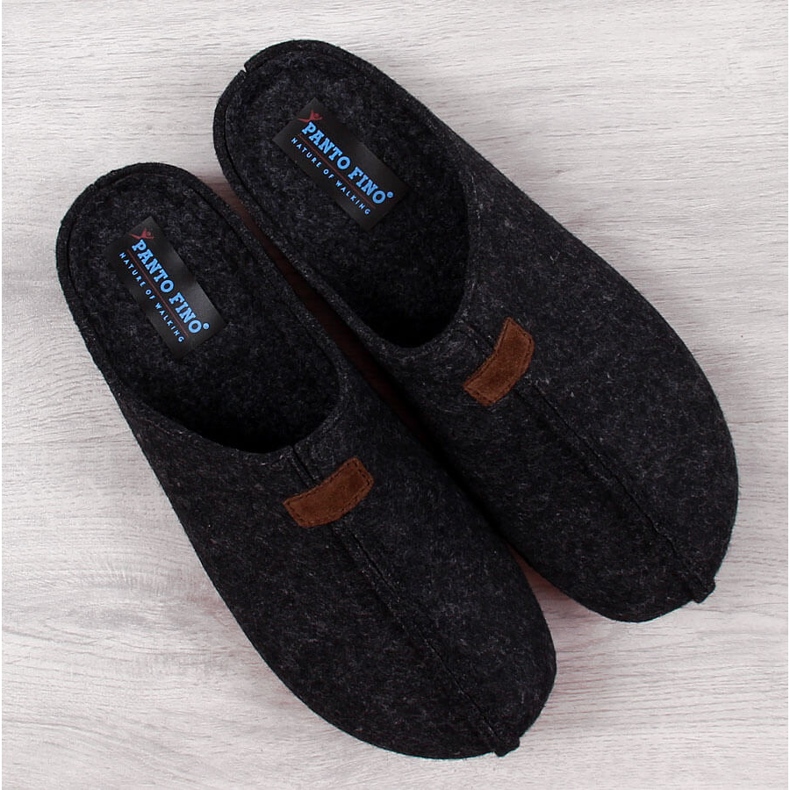 Herrenhausschuhe aus Filz schwarze Pantoffeln Panto Fino II167010 1