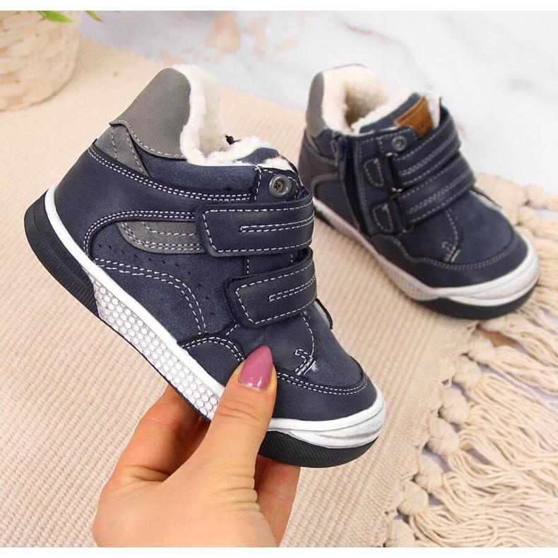 Jungen Winterstiefel mit Klettverschluss Marineblau American Club navy blau 1