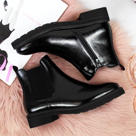 Schwarze, isolierte, schwarz lackierte Chelsea-Stiefel von Sergio Leone 2