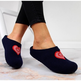 Damenhausfilz marineblau Pantoffeln Panto Fino 1