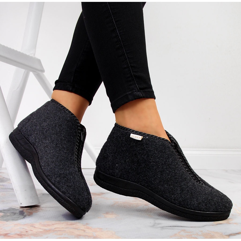 Damenhausschuhe, isoliert mit Reißverschluss, grau Cloxx 1