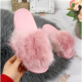 Damenhausschuhe mit Fell helllila Msmg violett 2