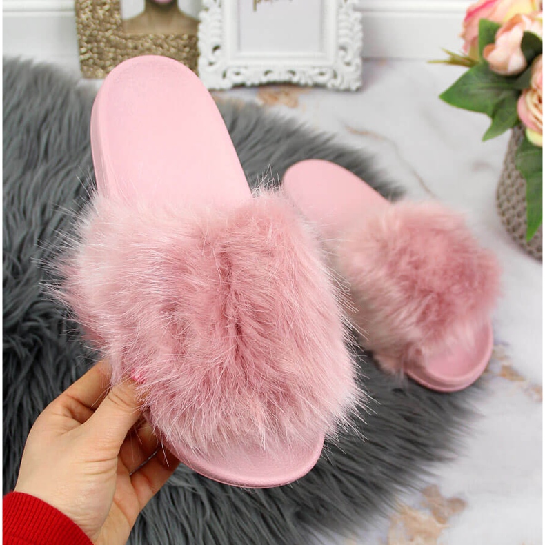 Damenhausschuhe mit Fell helllila Msmg violett 2