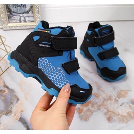 Blaue wasserdichte Trekking-Schneestiefel mit Klettverschluss von American Club schwarz 1