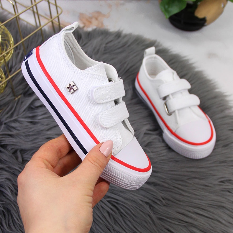 Weiße Turnschuhe für Kinder mit Klettverschluss Big Star HH374095 1