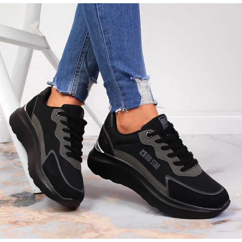 Schwarze Big Star JJ274989 Plateau-Sportschuhe 1