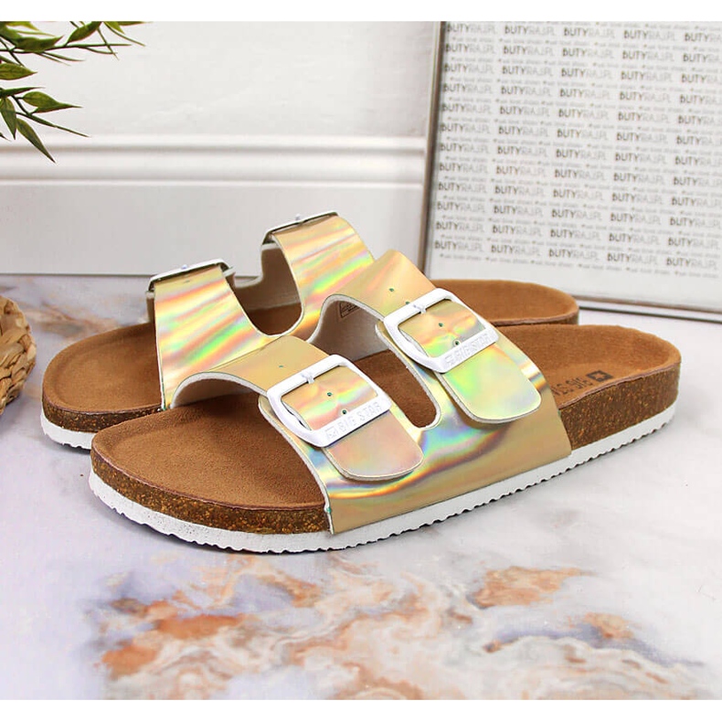 Goldene Damenhausschuhe mit Schnallen Big Star HH274896 1