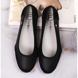 Durchbrochene Ballerinas aus schwarzem Leder für Damen Filippo 1