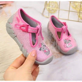 Mädchenhausschuhe für den Kindergarten rosa und grau Befado 1