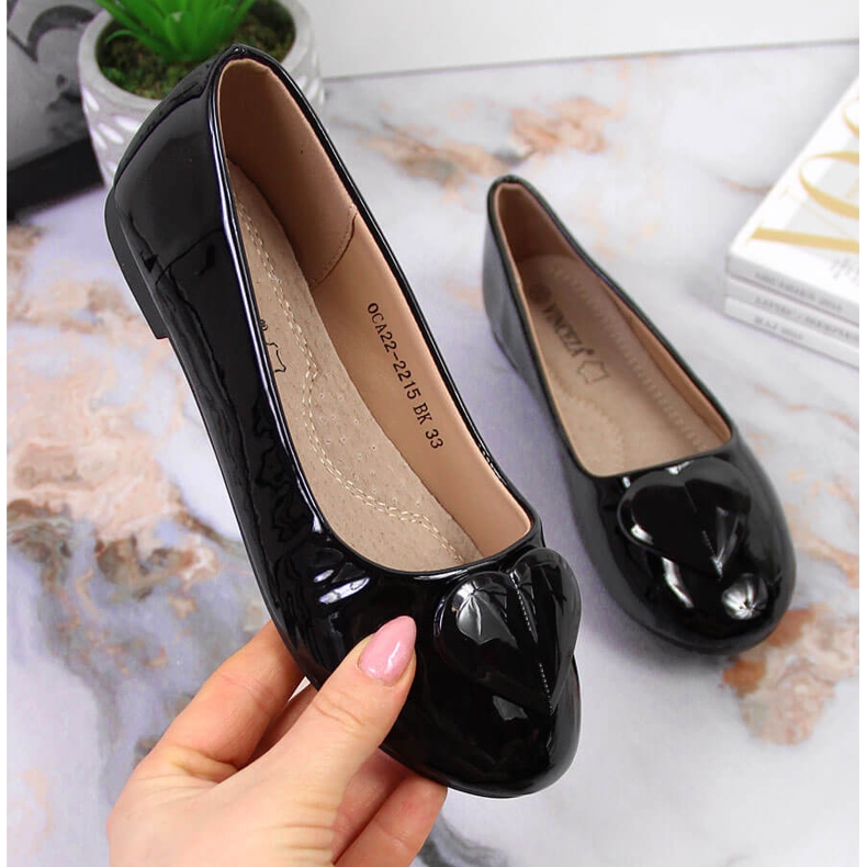 Ballerinas für Mädchen mit Herz schwarz Vinceza 1