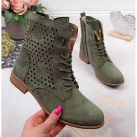 Frühlingsstiefel für Damen, durchbrochene Olive Jezzi grün 2