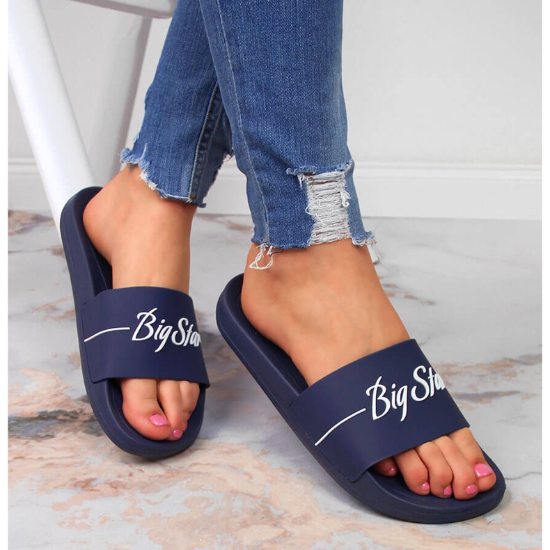 Marineblaue Sportpantoffeln Big Star JJ274A299 navy blau 1