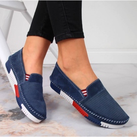 Bequemer Damen Lederschuh Artiker marineblau 1