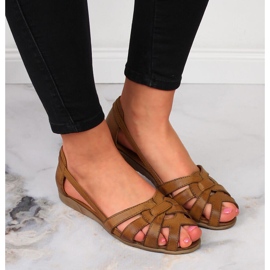 Damensandalen aus braunem Leder Dolce Pietro 2