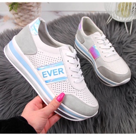 Lederschuhe mit Holo-Plateau in Weiß Filippo grau 1