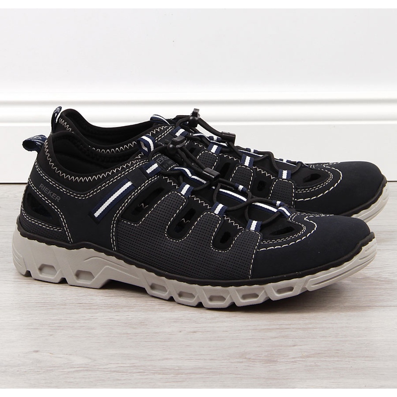 Marineblaue Lederschuhe für Herren Rieker 14507-14 1
