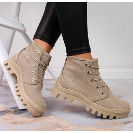 Beigefarbene Filippo Damensneaker aus Leder 1