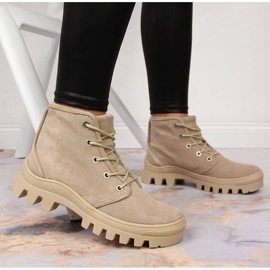 Beigefarbene Filippo Damensneaker aus Leder 2