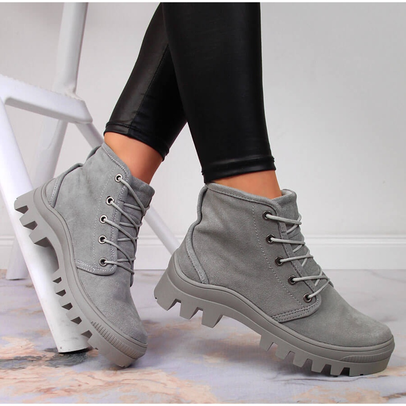 Graue Damen-Sneakers aus grauem Leder von Filippo 1