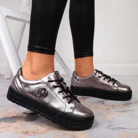 Silberne Damenlederschuhe Filippo Silber 2
