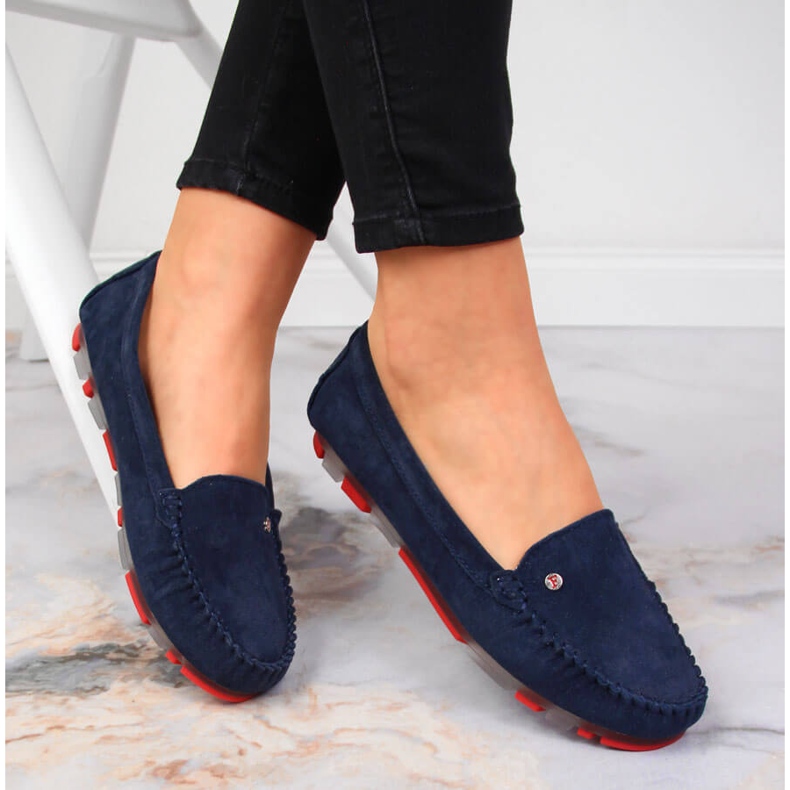 Marineblaue Wildleder-Loafer für Damen Filippo 1