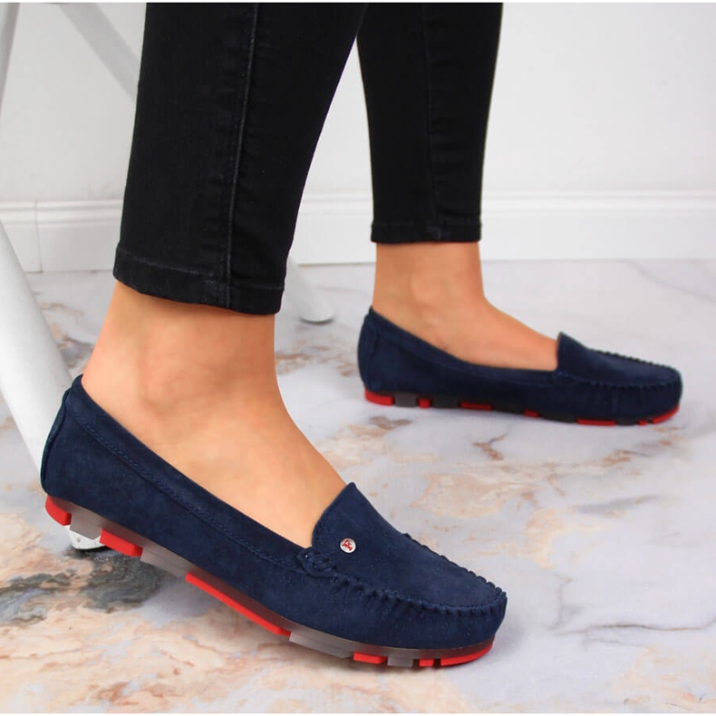 Marineblaue Wildleder-Loafer für Damen Filippo 2