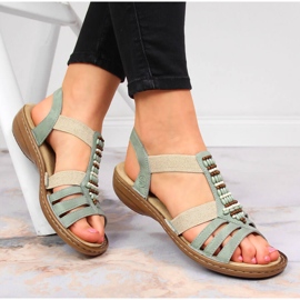 Grün Rieker 60851-52 Damen Sandale mit Gummizug 1