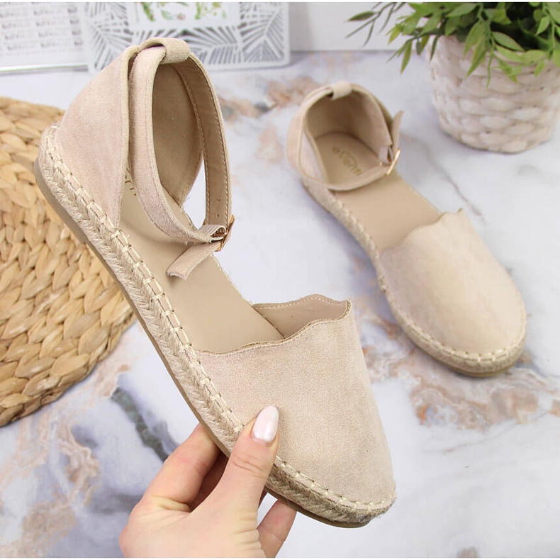 Beige Espadrilles Damen Sandalen eVento 1