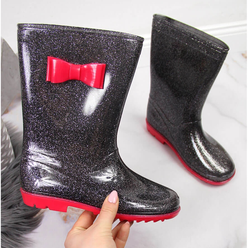 American Club schwarze Brokat-Galoschen für Mädchen 1