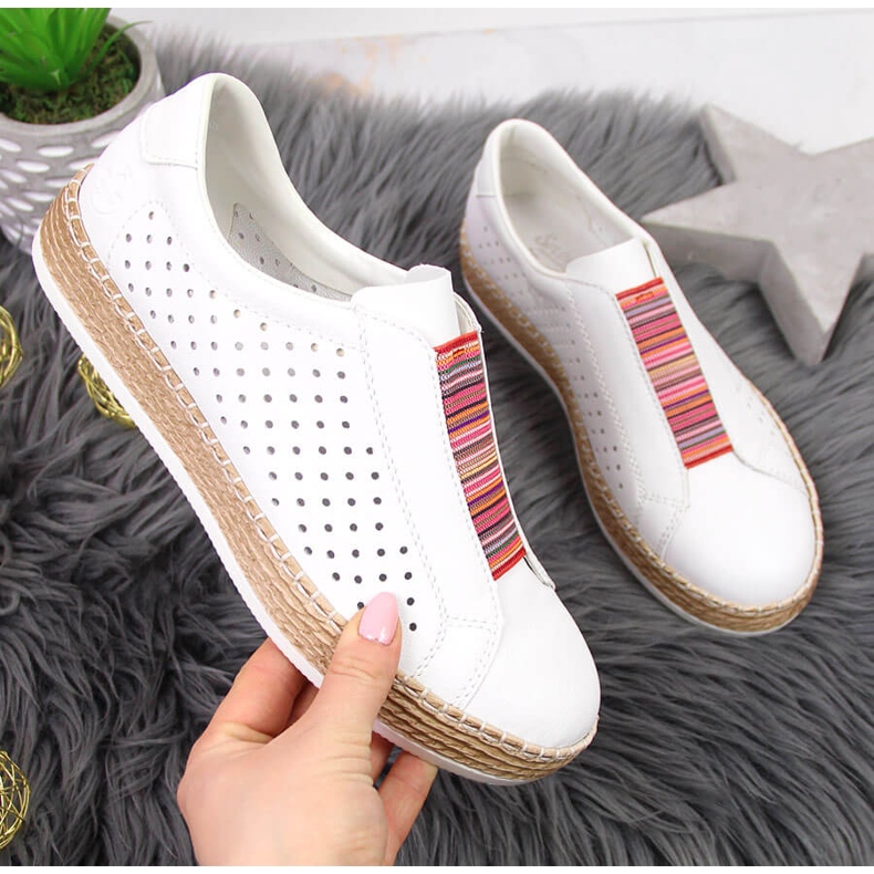 Damen Lederschuhe Slip-on weiß Rieker L7821-80 1