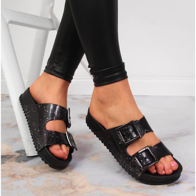 Schwarze Damen-Gummihausschuhe Zaxy HH285158 1