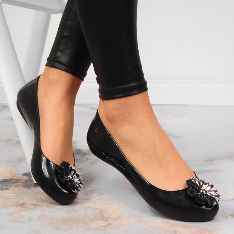 Ballerinas meliski für damen mit einer blume schwarz Zaxy JJ285048 1