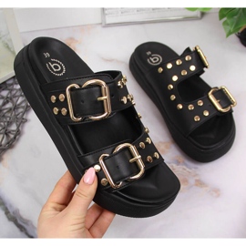 Damenhausschuhe mit Nieten schwarz Bugatti JJ253070 1