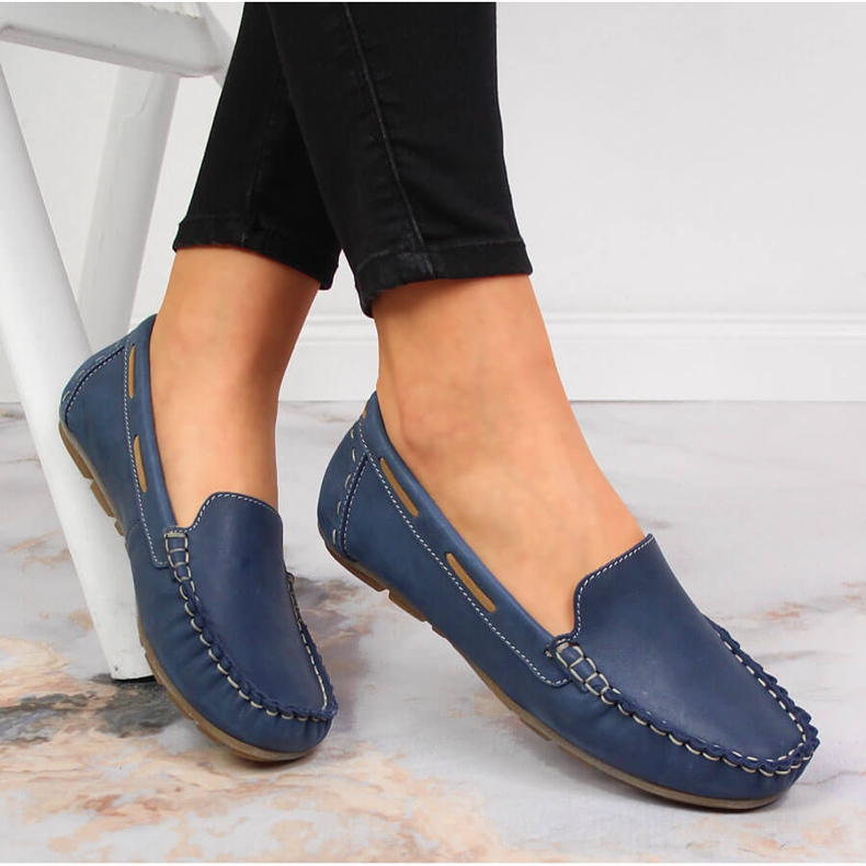 Damen-Loafer aus Leder Marineblau Helios 398 navy blau 1
