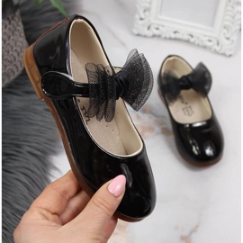 Ballerinas für Mädchen mit Klettverschluss und Schleife, Vinceza schwarz 1