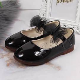 Ballerinas für Mädchen mit Klettverschluss und Schleife, Vinceza schwarz 2